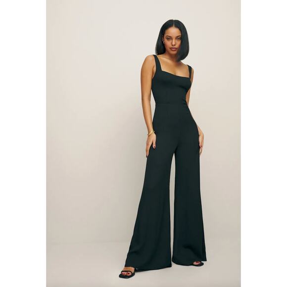 Reformation Wide Leg Sleeveless Jumpsuit Black Size 4 - Picture 1 of 10